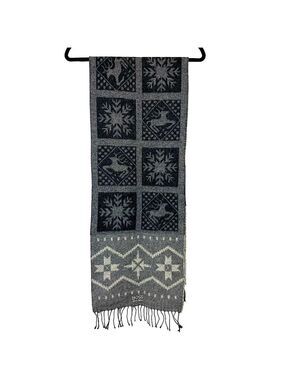 Boss Hugo Boss Pure Lambswool Scarf Gray Neck Wrap Embroidered Logo Made Italy